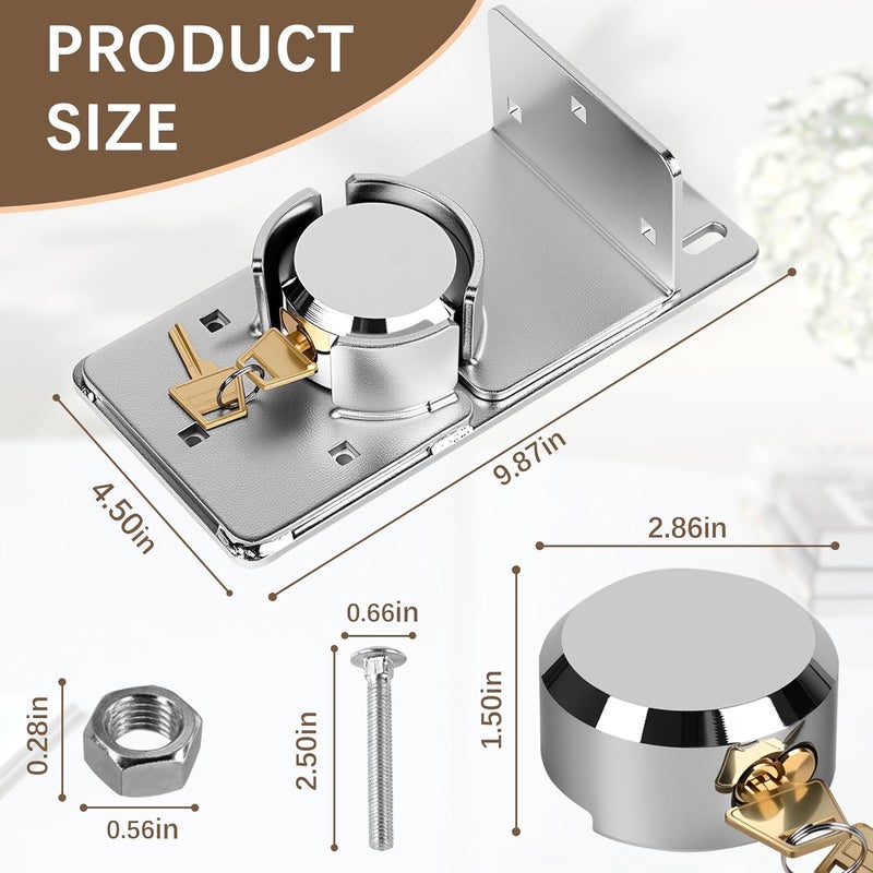 Mindoub Heavy-Duty Solid Steel Roll-Up Door Lock，High-Security Hidden Shackle Padlock and hasp Set, Comes with 2 Keys, specifically Designed for Garage Doors to Prevent Unauthorized External Access - Image 2